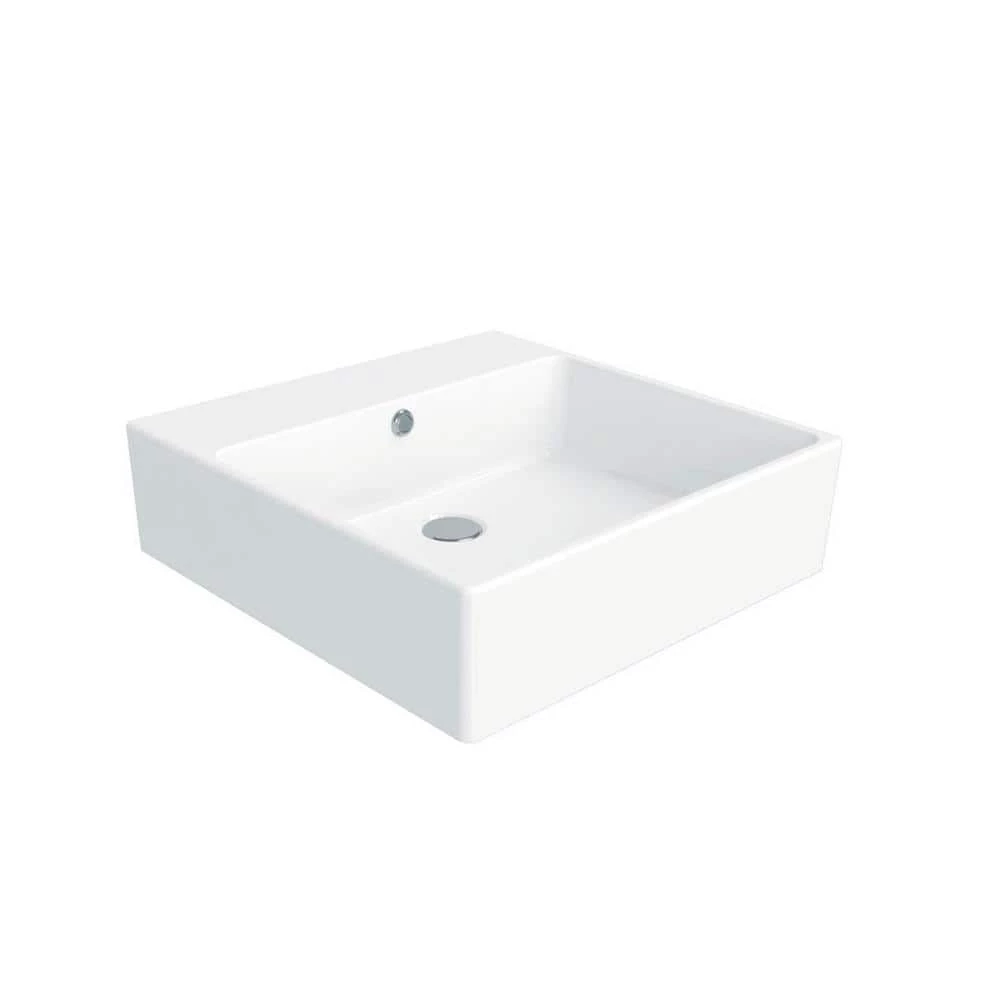 WS Bath Collections Simple 50.50A Wall Mount / Vessel Bathroom Sink in Ceramic White without Faucet Hole 3 WS Bath Collections Simple 50.50A Wall Mount / Vessel Bathroom Sink in Ceramic White without Faucet Hole
