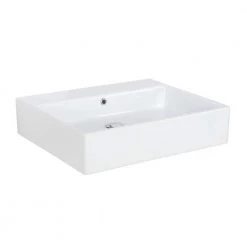 WS Bath Collections Simple 60.50A Wall Mount / Vessel Bathroom Sink in Ceramic White without Faucet Hole