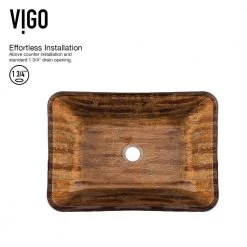 VIGO Glass Rectangular Vessel Bathroom Sink in Wooden Brown with Linus Faucet and Pop-Up Drain in Antique Rubbed Bronze 19 VIGO Glass Rectangular Vessel Bathroom Sink in Wooden Brown with Linus Faucet and Pop-Up Drain in Antique Rubbed Bronze -Bathroom Sinks Sales wooden brown vigo vessel sinks vgt486 1d 1000