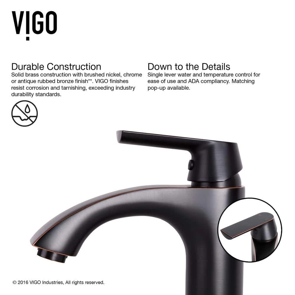 VIGO Glass Rectangular Vessel Bathroom Sink in Wooden Brown with Linus Faucet and Pop-Up Drain in Antique Rubbed Bronze 12 VIGO Glass Rectangular Vessel Bathroom Sink in Wooden Brown with Linus Faucet and Pop-Up Drain in Antique Rubbed Bronze - Image 10