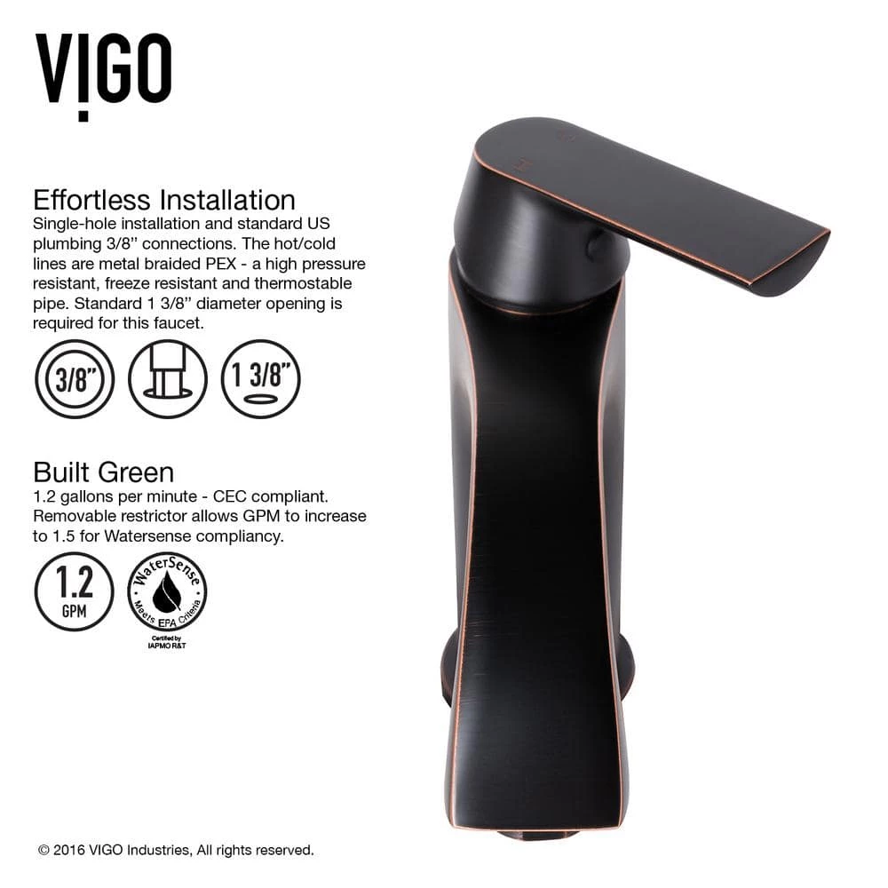 VIGO Glass Rectangular Vessel Bathroom Sink in Wooden Brown with Linus Faucet and Pop-Up Drain in Antique Rubbed Bronze 11 VIGO Glass Rectangular Vessel Bathroom Sink in Wooden Brown with Linus Faucet and Pop-Up Drain in Antique Rubbed Bronze - Image 9
